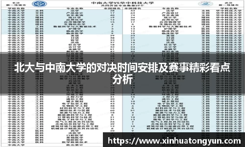 北大与中南大学的对决时间安排及赛事精彩看点分析